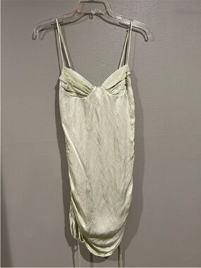 Zara light green ruched satin dress - size S